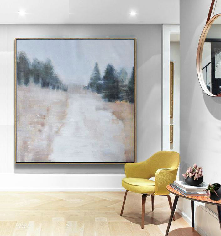 Original Extra Large Wall Art,Oversized Abstract Landscape Oil Painting,Abstract Painting Modern Art,Gray,White,Nude.etc